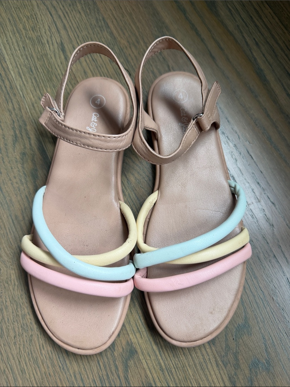 Cat & Jack Pink Blue Yellow Strappy Girls Sandals